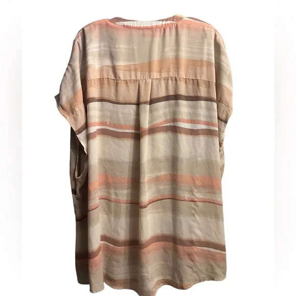 Torrid Georgette 3 3x PInk Watercolor Print Top Vneck Short Sleeve Lightweight - Picture 2 of 9